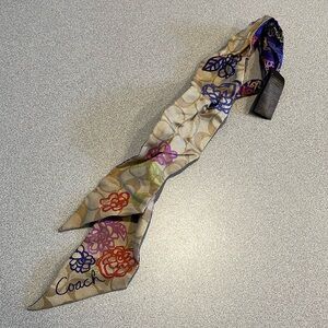 Coach Signature Print Silk Skinny Scarf Reversible y2k poppy print logo
